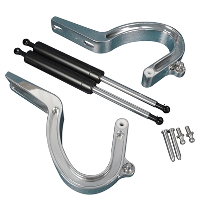 Eddie Motorsports Trunk Hinges - 1955-57 Chevy Hardtop & Convertible - Clear Anodized
