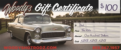 Woody's Hot Rodz Gift Certificate