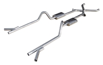 Pypes 1955 1956 1957 Chevy 2.5" Exhaust kit, Sedan/Hardtop, Crossmember Back, With X-Pipe and Cutouts