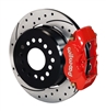 1955 1956 1957 Chevy Wilwood Rear Brake Kit for 9" - Drilled Rotors & Red Calipers (OS)