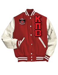 Letterman Jacket with Greek Letters and Crest