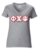 Sorority V-Neck T-Shirt with 4-Inch Greek Letters