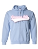 Zip-Up Hooded Sweatshirt with Split Front Baseball Script