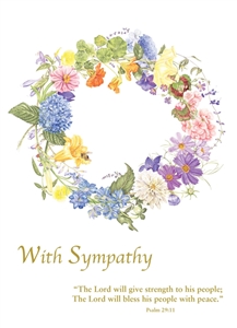 flower wreath psalm 29 sympathy card