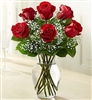 Six Red Roses In A Vase