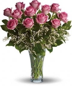 One Dozen Pink Roses