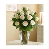 One Dozen White Roses Vased