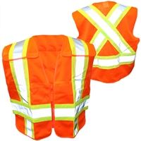 OPG Adjustable High Visibility Orange 5 Point Class 2 Tear-Away Vest with Full Mesh Body