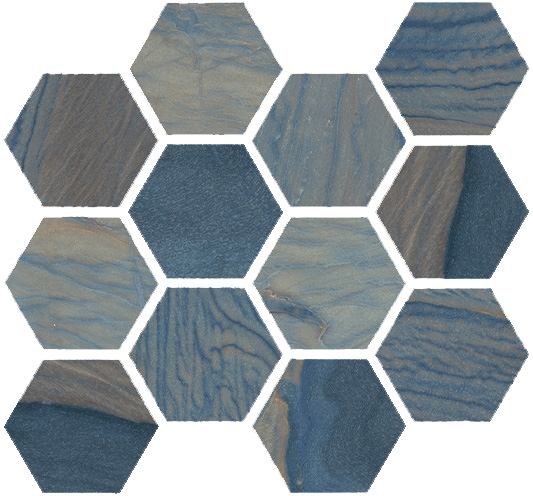 Macaubas Azul Natural Porcelain Tile Hexagon Mosaic Suwanee Atlanta Buford Georgia GA