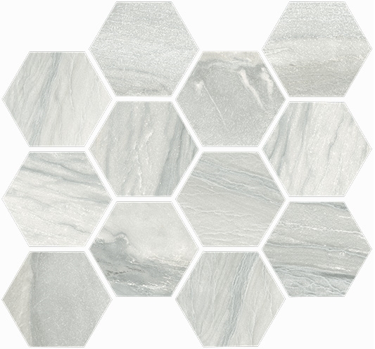 Macaubas Pearl Anticato Porcelain Tile Hexagon Mosaic