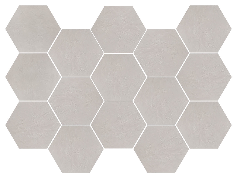 Newton White Natural Porcelain Tile Hexagon Mosaic