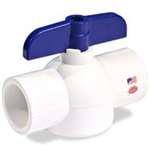 NDS EBV-0500-S 1-Piece Economy Full Port In-Line Ball Valve, 1/2 in, Slip, 150 psi, PVC