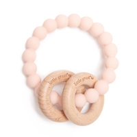 Little Great 100% Silicone Teether with Wood Rings that Rattle