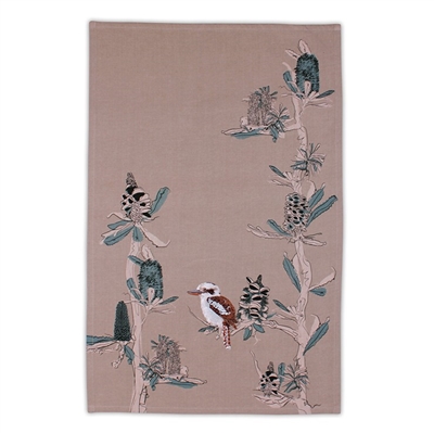 The Linen Press Organic Tea Towel Kookaburra and Banksia