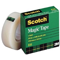 3M 810 Magic Tape <BR> 3/4" x 36 Yd Roll <BR> 1" Core