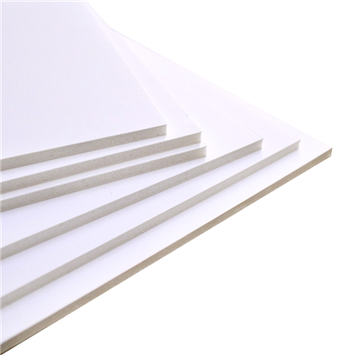 Stack of white facing white core dense foam board