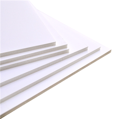 Stack of thick white facing white core dense foam board