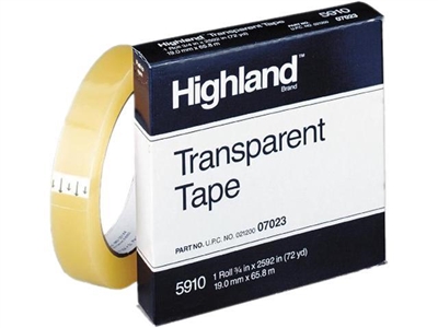 3M Highland Transparent Tape 3/4 in x 72 yds.