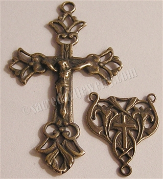 Tau Cross Rosary Parts - Create magnificent rosary beads, your favorite chaplet, rosary necklaces, rosary bracelets, rosary key chains, and faith jewelry with vintage and antique rosary pieces in sterling silver and bronze.