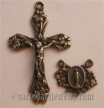 Girls Rosary Parts - Vintage and antique rosary components in sterling silver and bronze, for your rosary beads and faith jewelry. Create magnificent rosaries, your favorite chaplets, key chains, and Catholic gifts.