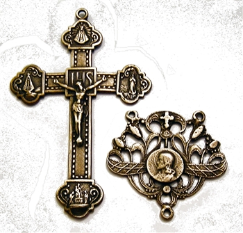 Jesus and Mary Rosary Parts- Vintage and antique rosary components in sterling silver and bronze, for your rosary beads and faith jewelry. Create magnificent rosaries, your favorite chaplets, key chains, and Catholic gifts.
