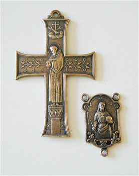 Franciscan Tau Cross Rosary Parts - Vintage and antique rosary components in sterling silver and bronze, for your rosary beads and faith jewelry. Create magnificent rosaries, your favorite chaplets, key chains, and Catholic gifts such as rosary necklaces,