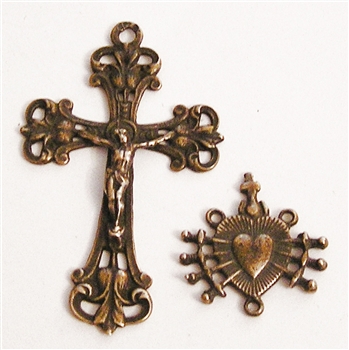 7 Sorrows Rosary Parts - Vintage and antique rosary components in sterling silver and bronze, for your rosary beads and faith jewelry. Create magnificent rosaries, your favorite chaplets, key chains, and Catholic gifts such as rosary necklaces, bracelets,