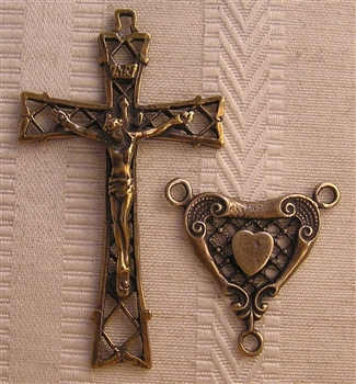 Victorian Heart Rosary Parts - Vintage and antique rosary components in sterling silver and bronze, for your rosary beads and faith jewelry. Create magnificent rosaries, your favorite chaplets, key chains, and Catholic gifts such as rosary necklaces...
