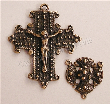 Jerusalem Cross Rosary Parts- Vintage and antique rosary components in sterling silver and bronze, for your rosary beads and faith jewelry. Create magnificent rosaries, your favorite chaplets, key chains, and Catholic gifts such as rosary necklaces, brace