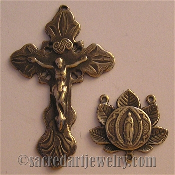 Leaves Rosary Parts - Vintage and antique rosary components in sterling silver and bronze, for your rosary beads and faith jewelry. Create magnificent rosaries, your favorite chaplets, key chains, and Catholic gifts such as rosary necklaces, bracelets, an