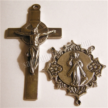 Divine Mercy Rosary Parts - Vintage and antique rosary components in sterling silver and bronze, for your rosary beads and faith jewelry. Create magnificent rosaries, your favorite chaplets, key chains, and Catholic gifts such as rosary necklaces, bracele
