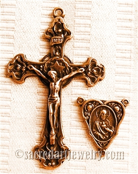 Sacred Heart Rosary Parts - Vintage and antique rosary components in sterling silver and bronze, for your rosary beads and faith jewelry. Create magnificent rosaries, your favorite chaplets, key chains, and Catholic gifts such as rosary necklaces, bracele