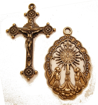 Monstrance Rosary Parts - Vintage and antique rosary components in sterling silver and bronze, for your rosary beads and faith jewelry. Create magnificent rosaries, your favorite chaplets, key chains, and Catholic gifts such as rosary necklaces, bracelets