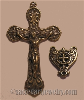 Mens Rosary Parts - Vintage and antique rosary components in sterling silver and bronze, for your rosary beads and faith jewelry. Create magnificent rosaries, your favorite chaplets, key chains, and Catholic gifts such as rosary necklaces, bracelets, a