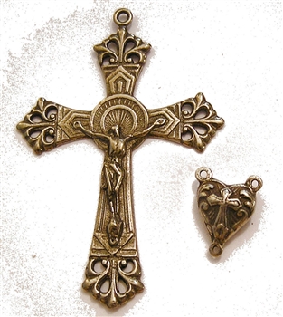 Large Rosary Parts - Vintage and antique rosary components in sterling silver and bronze, for your rosary beads and faith jewelry. Create magnificent rosaries, your favorite chaplets, key chains, and Catholic gifts such as rosary necklaces, bracelets, and