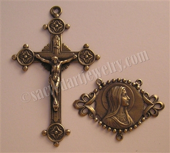 Mary Profile Rosary Parts - Vintage and antique rosary components in sterling silver and bronze, for your rosary beads and faith jewelry. Create magnificent rosaries, your favorite chaplets, key chains, and Catholic gifts such as rosary necklaces, bracele