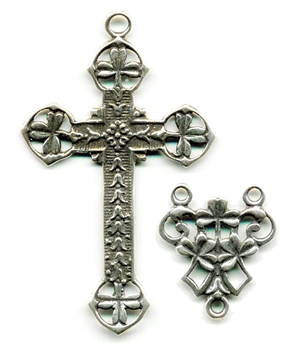 Irish Shamrock Clovers Rosary Parts - Vintage and antique rosary components in sterling silver and bronze, for your rosary beads and faith jewelry. Create magnificent rosaries, your favorite chaplets, key chains, and Catholic gifts such as rosary necklace