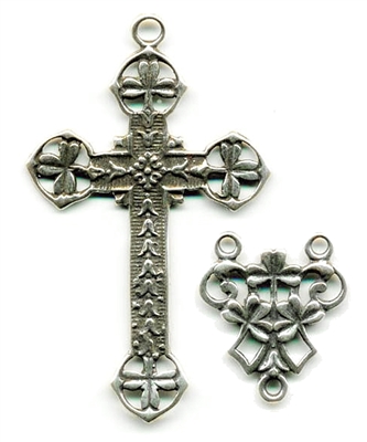 Irish Shamrock Clovers Rosary Parts - Vintage and antique rosary components in sterling silver and bronze, for your rosary beads and faith jewelry. Create magnificent rosaries, your favorite chaplets, key chains, and Catholic gifts such as rosary necklace
