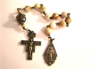 San Damiano Pocket Rosary Chaplet in Bronze