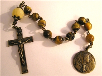 Joan of Arc Pocket Rosary Tenner Chaplet in Bronze