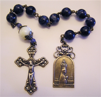 Crowned Fatima Pocket Rosary Chaplet in Bronze