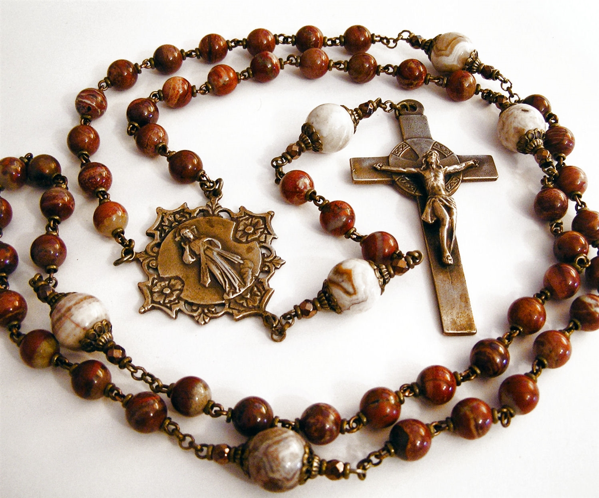 Divine Mercy Rosary Handmade with Gemstone Beads