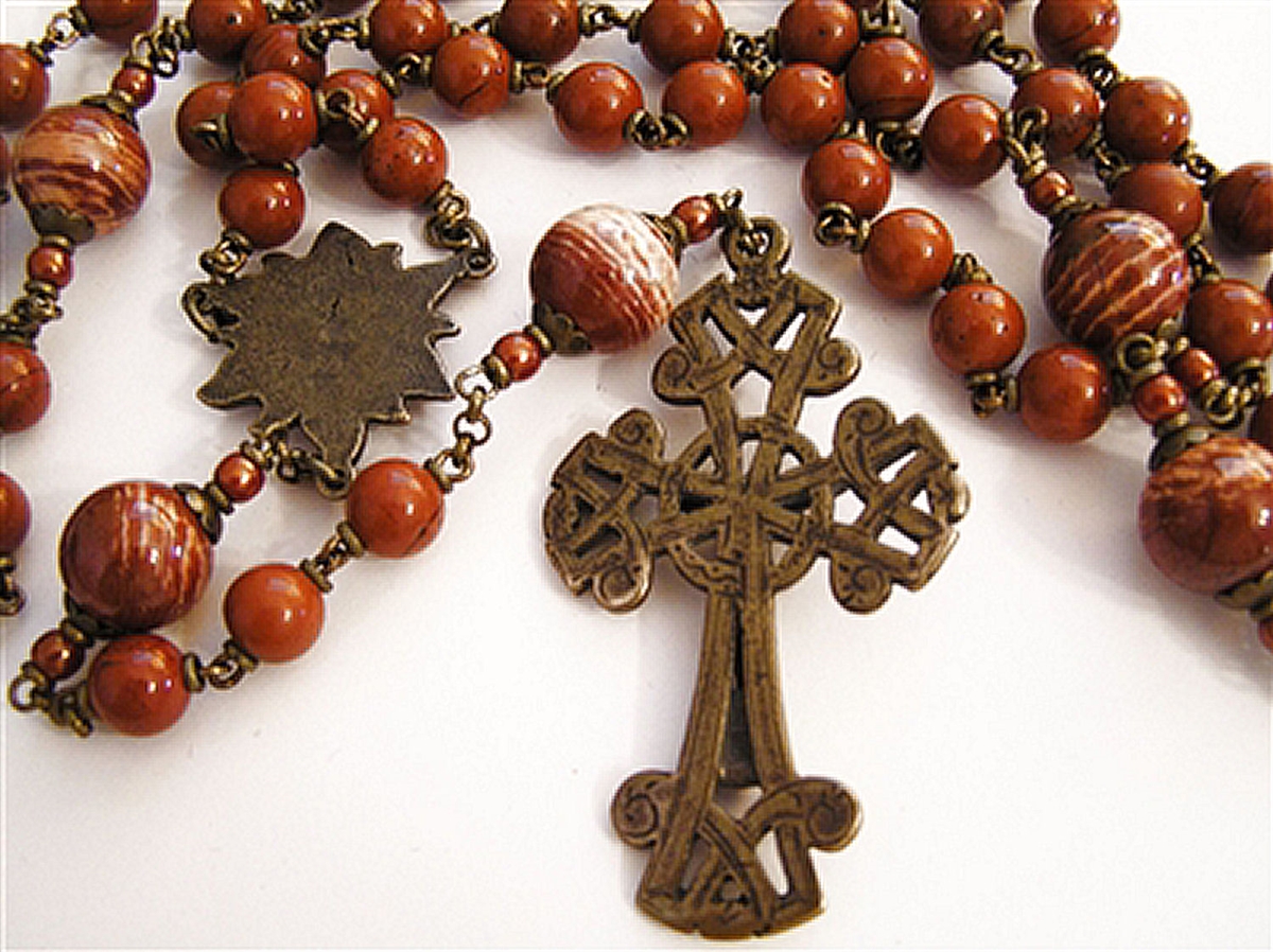 Handmade Rosary, 10mm outlet Snakeskin Jasper Round Bead