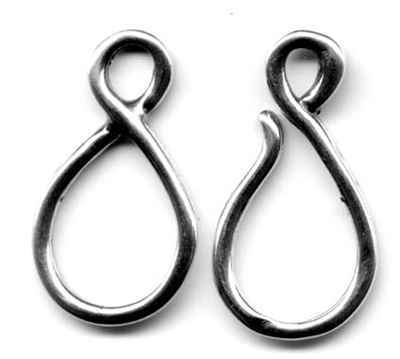 Large Hook and Eye Clasp 1 1/8" - Around two dozen jewelry clasp styles. Toggle clasps, fish hook clasps, ring clasps and more for your bracelet and necklace designs. Handmade vintage originals cast in sterling silver and bronze.