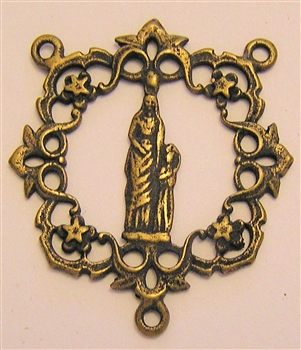 St Anne and Mary Rosary Center 1 1/4" - Catholic religious rosary parts in authentic antique and vintage styles with amazing detail. Huge collection of crucifixes, rosary centers, and heirloom saint and holy medals handmade in sterling silver and bronze.