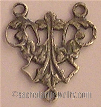 Tiny Delicate Rosary Center 1/2" - Catholic religious rosary parts in authentic antique and vintage styles with amazing detail. Huge collection of crucifixes, rosary centers, and heirloom saint and holy medals handmade in sterling silver and bronze.