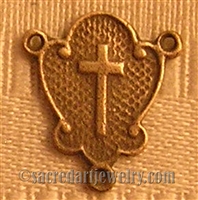 Cross Rosary Center 3/4" - Catholic religious rosary parts in authentic antique and vintage styles with amazing detail. Big collection of crucifixes, centerpieces, and heirloom medals handmade in sterling silver and true bronze.