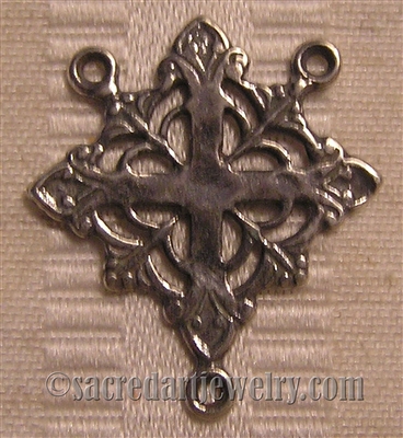 Cross Rosary Center 1" - Catholic rosary parts in authentic antique and vintage styles with amazing detail. Large collection of heirloom rosary centerpieces, crosses, crucifixes and medals made by hand in true bronze and sterling silver.