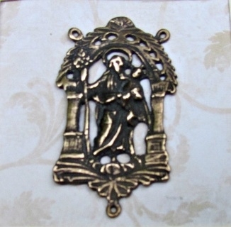 Large St Joseph Rosary Center 1 7/8" - Catholic rosary parts in authentic antique and vintage styles with amazing detail. Large collection of heirloom rosary centerpieces, crosses, crucifixes and medals made by hand in true bronze and sterling silver.