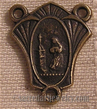Saint Rita Rosary Center 3/4" - Catholic religious rosary parts in authentic antique and vintage styles with amazing detail. Big collection of crucifixes, centerpieces, and heirloom medals handmade in sterling silver and true bronze.